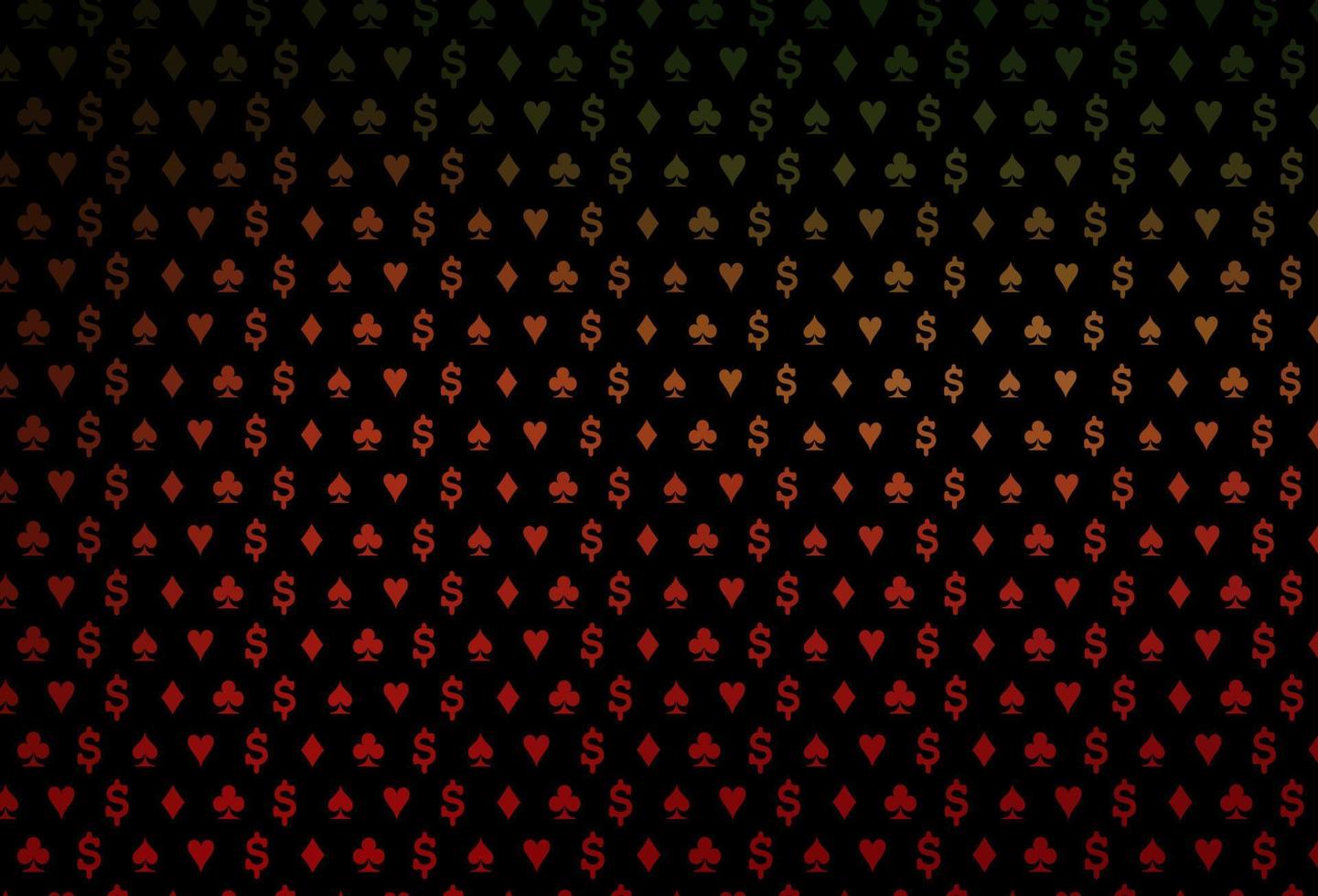 mörkgrönt, rött vektormönster med symbol för kort. vektor