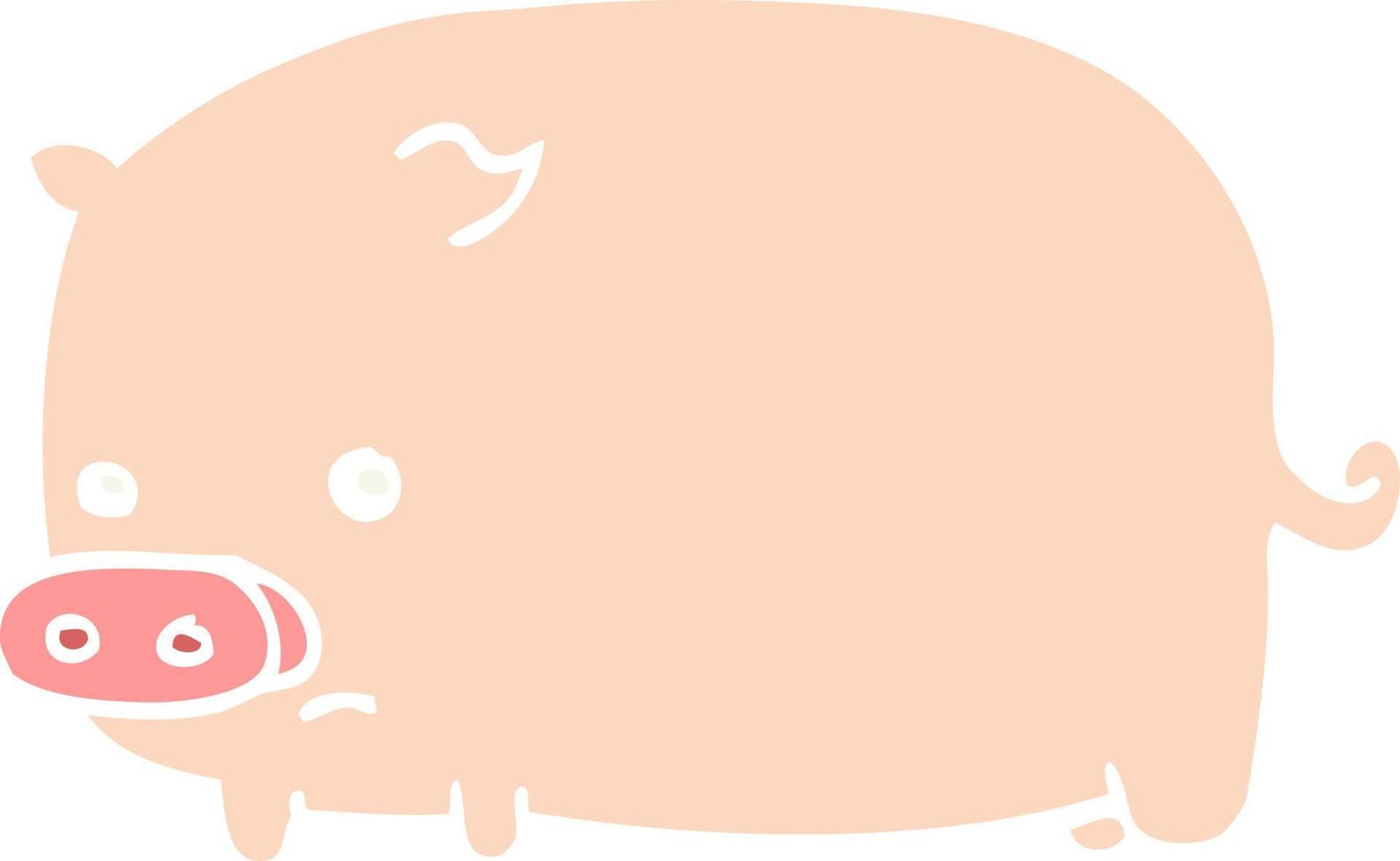 niedliches Cartoon-Schwein im flachen Farbstil vektor