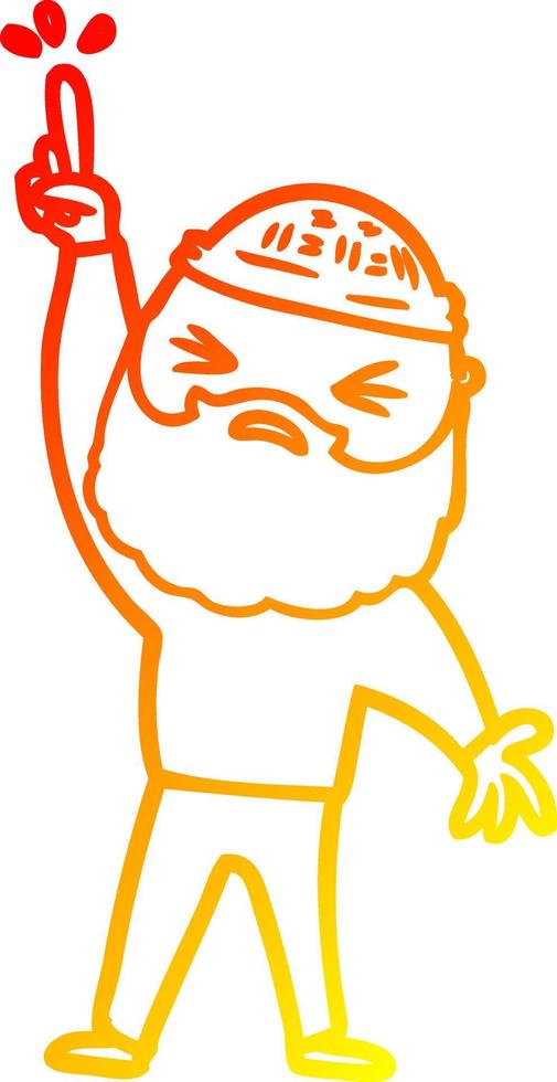 warme Gradientenlinie Zeichnung Cartoon-Mann mit Bart vektor