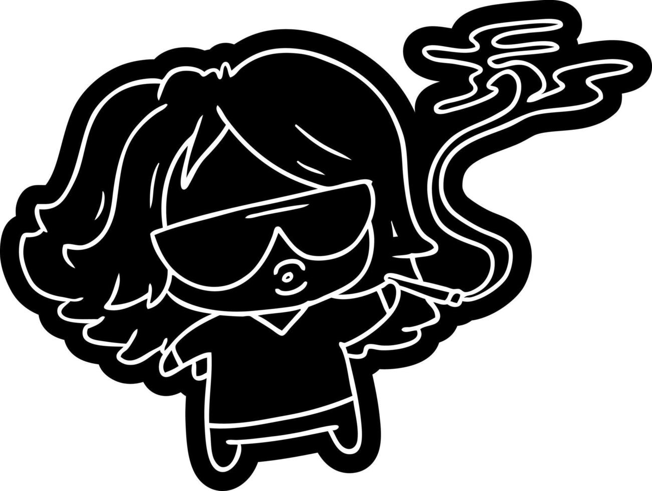 tecknad ikon söt kawaii röka en joint vektor