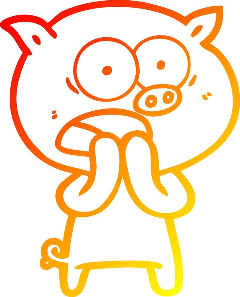 warme Gradientenlinie Zeichnung Cartoon-Schwein schreit vektor