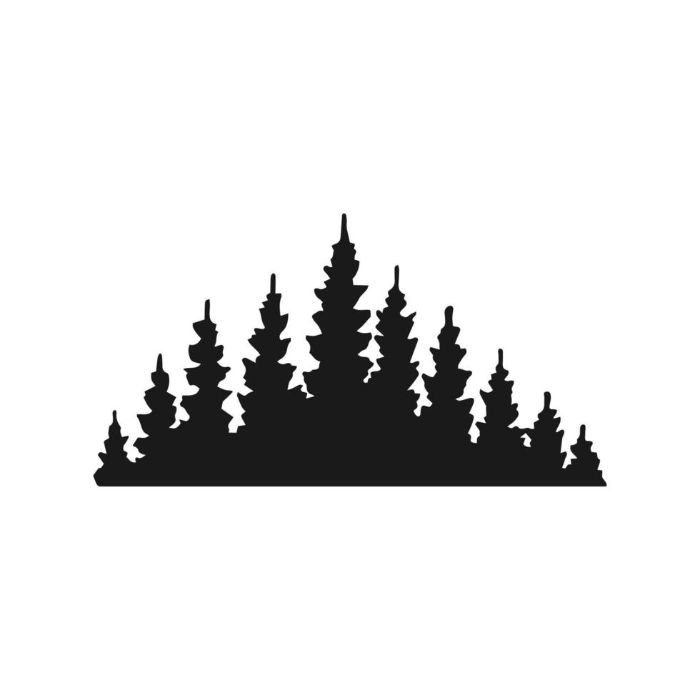 siluett av tallar skog isolerad på vit bakgrund. handritad vektorillustration. vektor