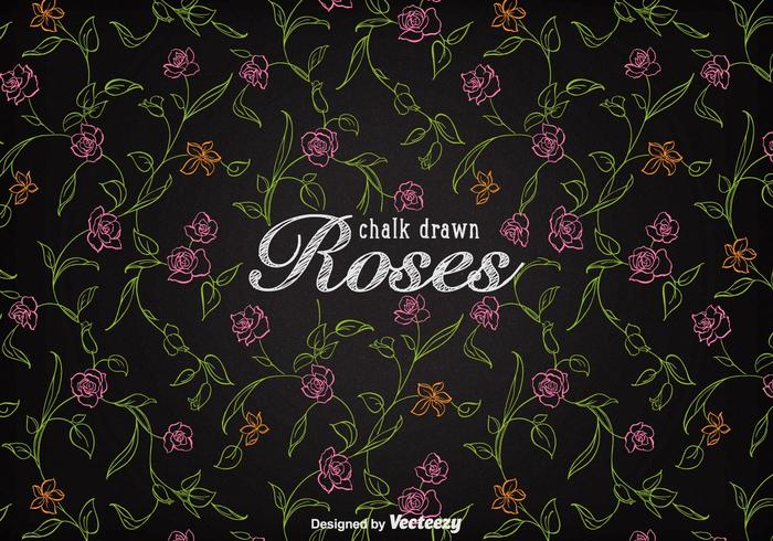 Free Chalk Drawn Roses Hintergrund Vektor