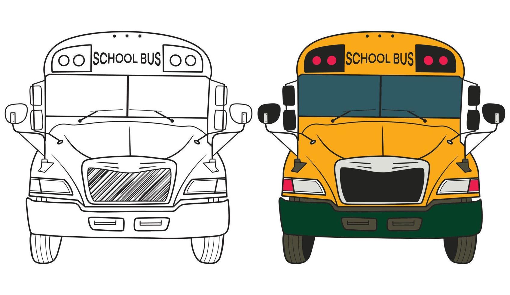 tillbaka till skolan element, gul skolbuss. vektor
