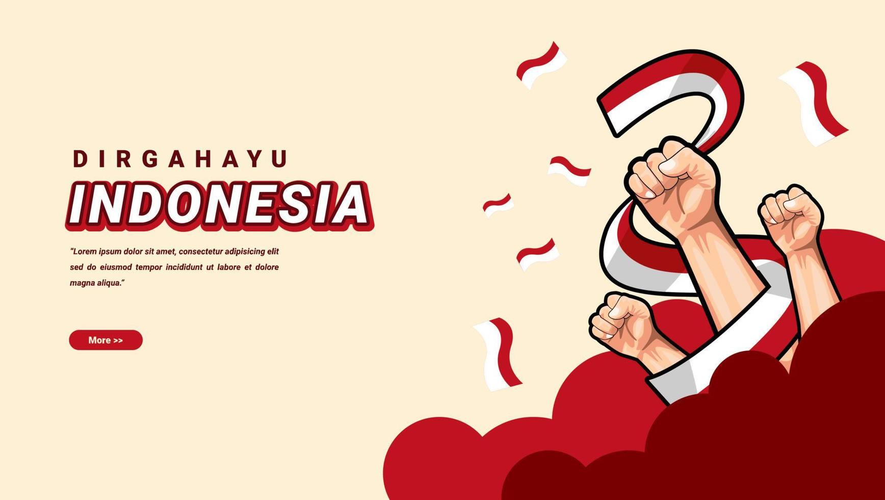indonesien unabhängigkeitstag geist mutige flagge hintergrund vorlage design vektor