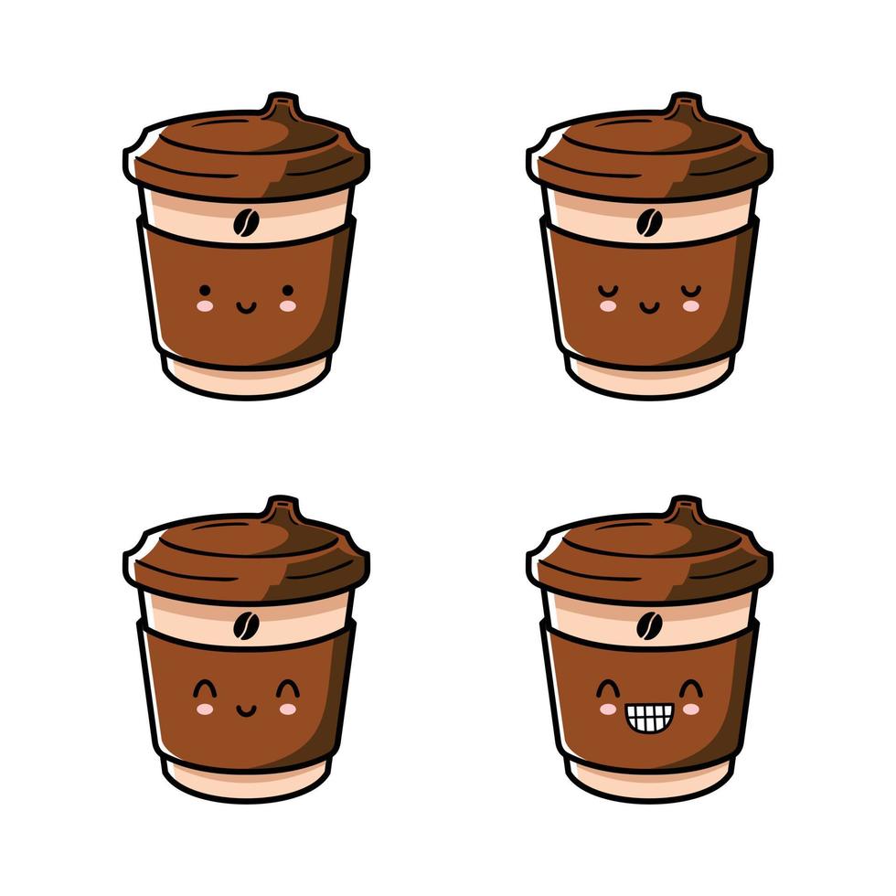 vektorillustration des netten heißen kaffee emoji vektor