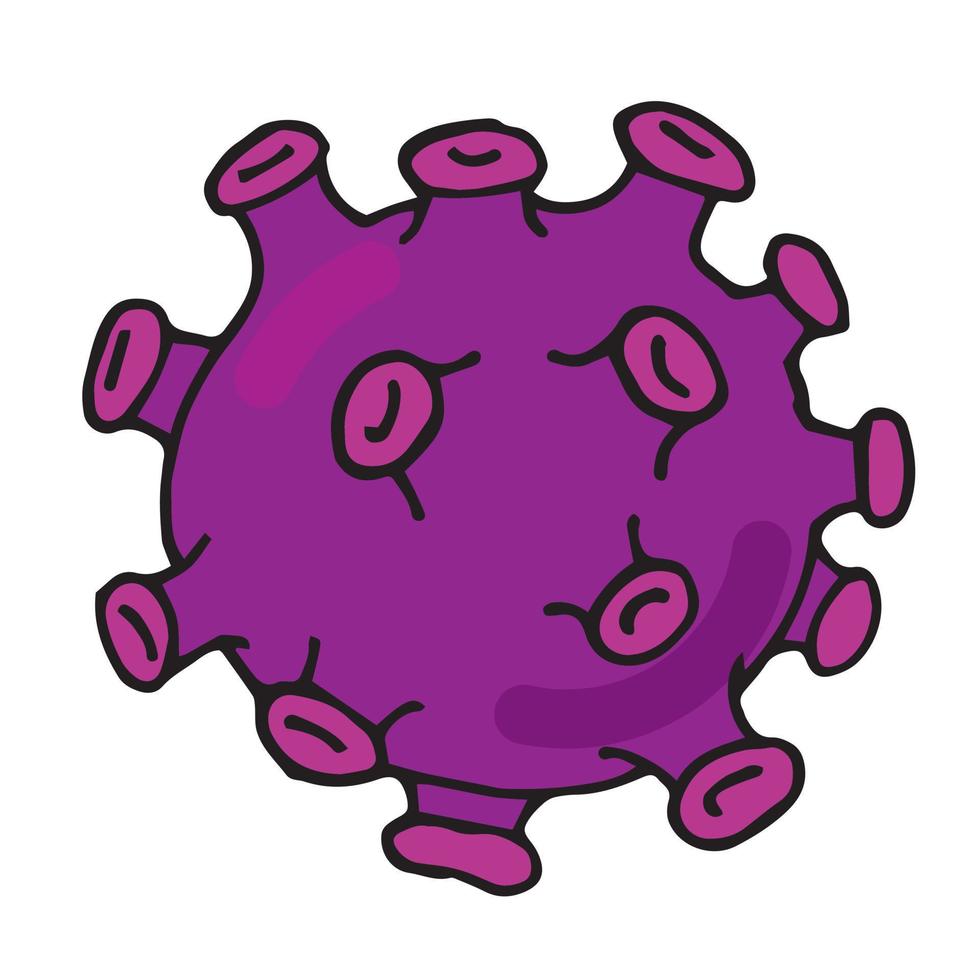 Gekritzelartvektorillustration hat Vektorillustration auf Lager. Farbbild des Virus. Coronovirus, 2019-ncov-Grippevirus. süße ikone von krankheit, infektion. vektor