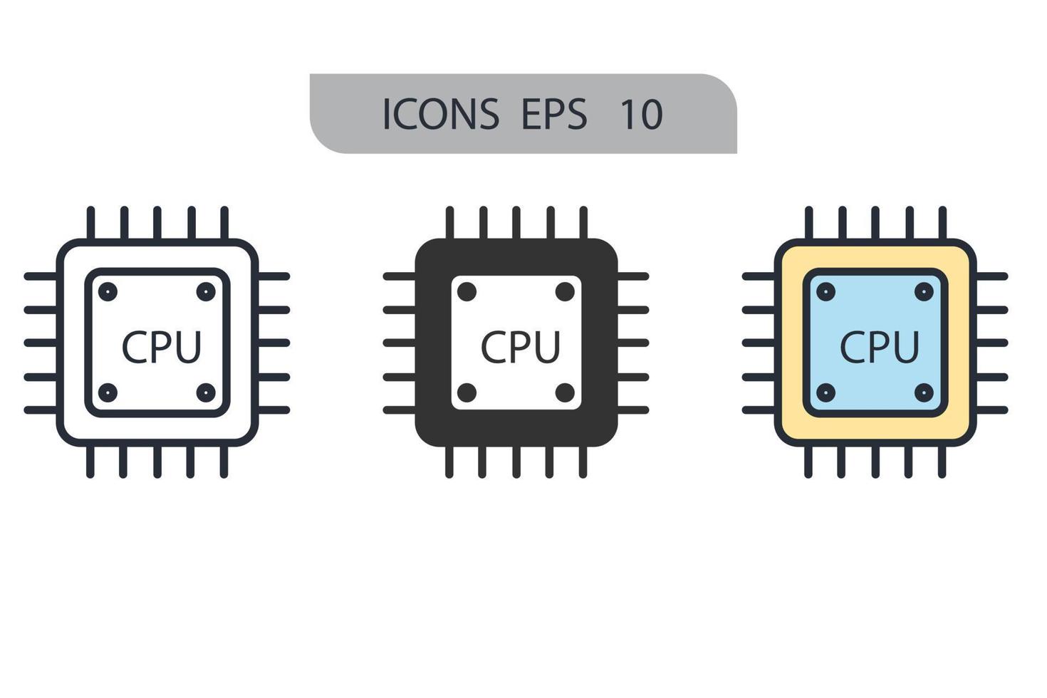 CPU-Symbole Symbolvektorelemente für Infografik-Web vektor