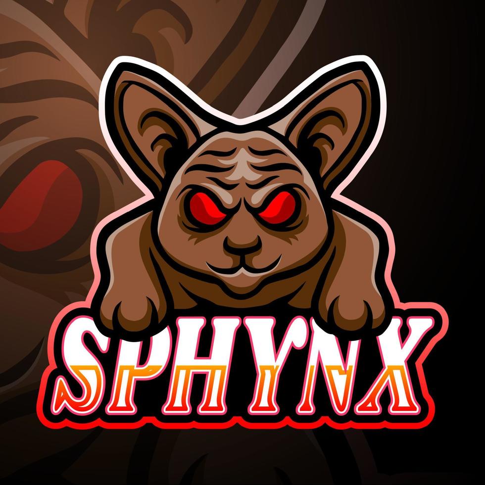 sphynx esport logo maskottchen design vektor