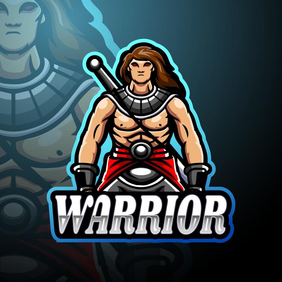 warrior esport logotyp maskot design vektor