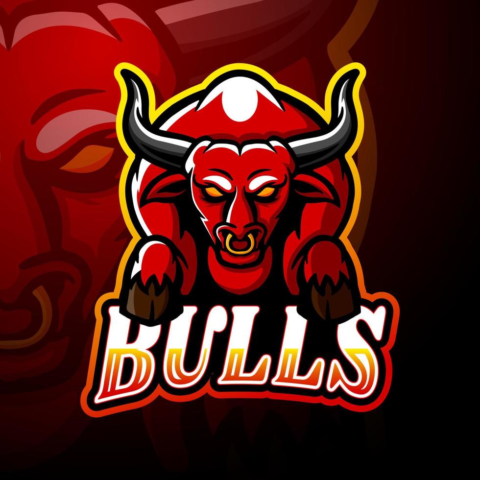 bulls esport logo maskottchen design vektor