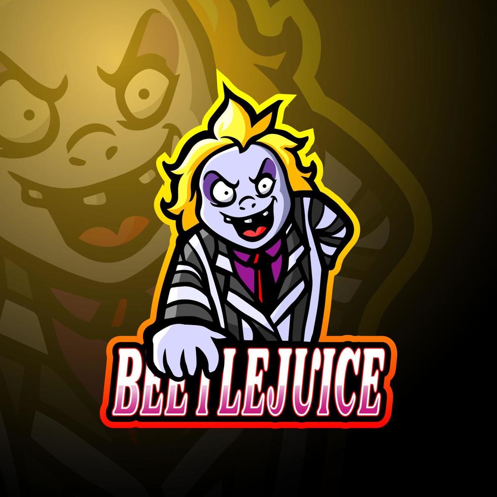 beetlejuice esport logotyp maskot design vektor