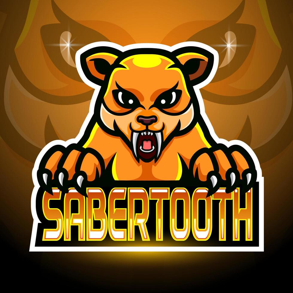 sabertooth esport logotyp maskot design vektor