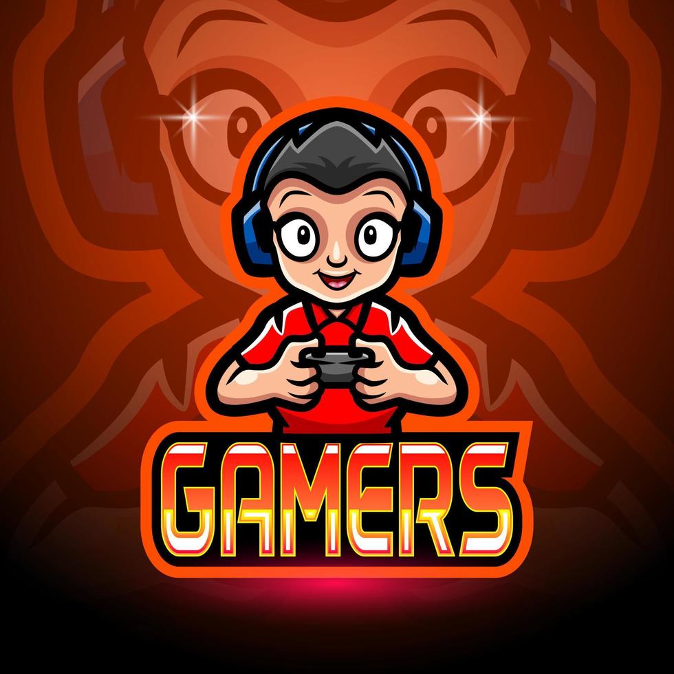 gamer boy esport logotyp maskot design vektor