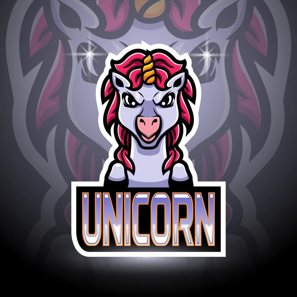 unicorn esport logotyp maskot design vektor