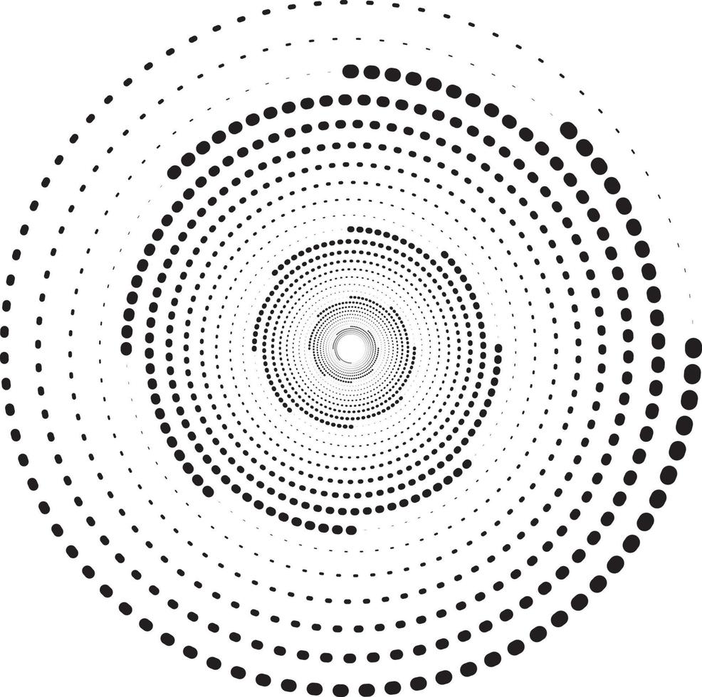 schwarze, dicke, halbtongepunktete Geschwindigkeitslinien. Geschwindigkeitslinien in Kreisform. geometrische Kunst. Gestaltungselement für Rahmen, Logo, Tätowierung, Webseiten, Drucke, Poster, Vorlage, abstrakter Vektorhintergrund. vektor