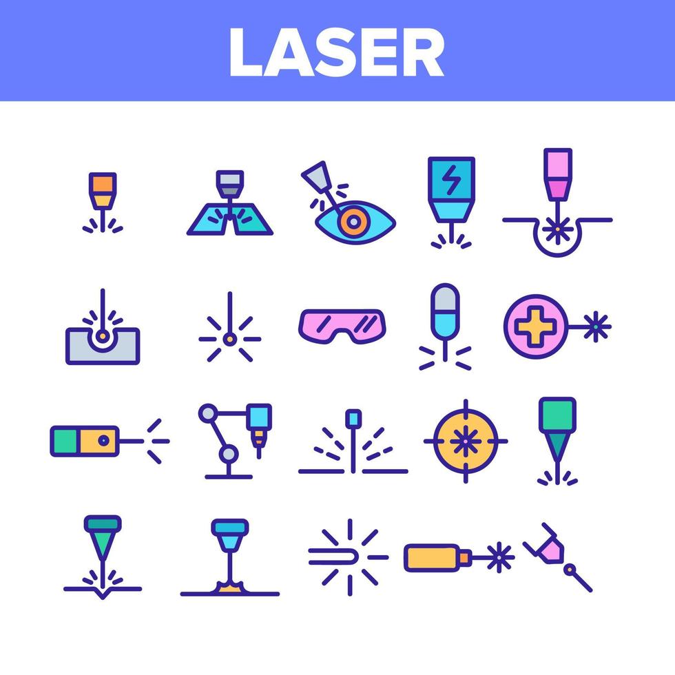 Symbole für Laserstrahlsammlungselemente setzen Vektor