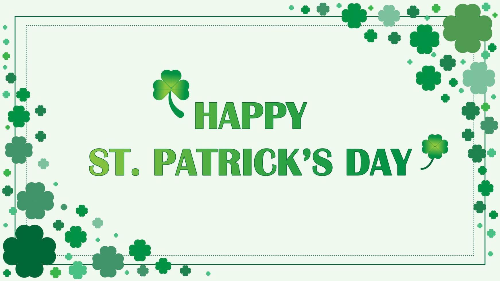 glad Saint Patrick's day, lyckliga klöverblad på grön bakgrund, perfekt för tapeten, vykortet och bakgrundsillustrationen vektor