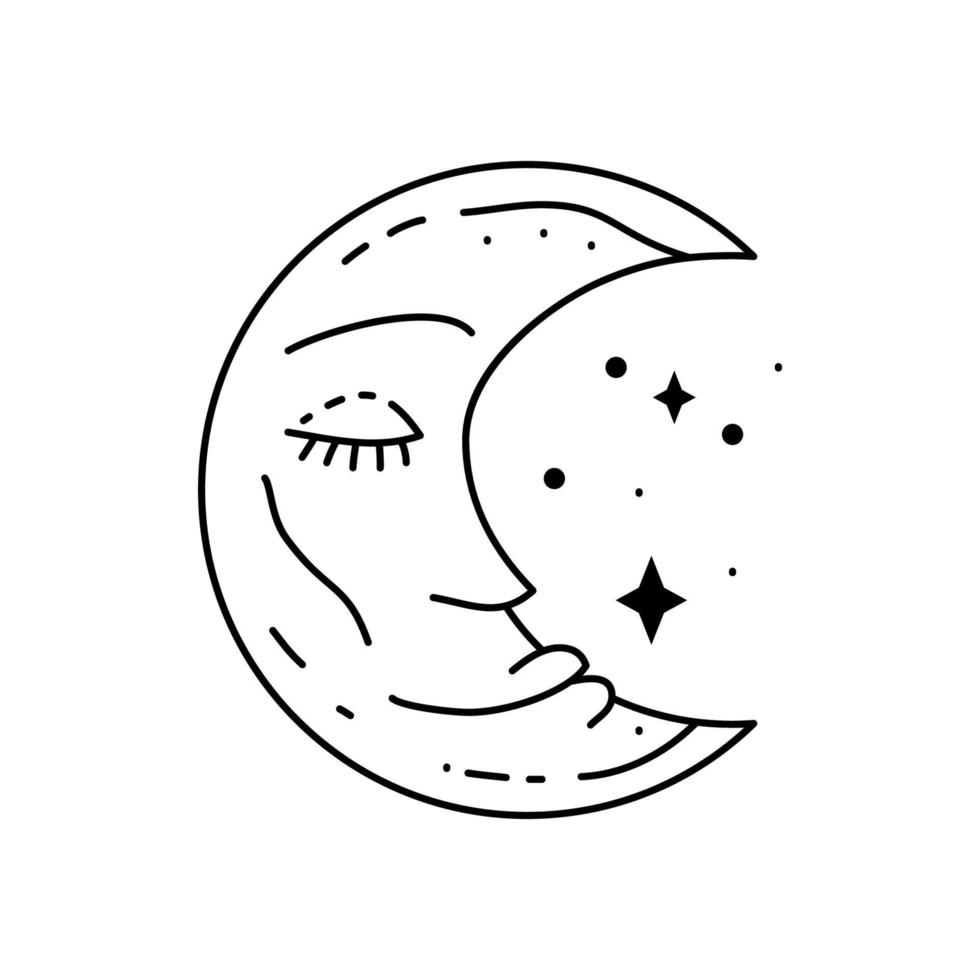 magisches Boho-Mondsymbol. Zigeunerheiliges Element und Zeichen im Boho-Stil. vektor