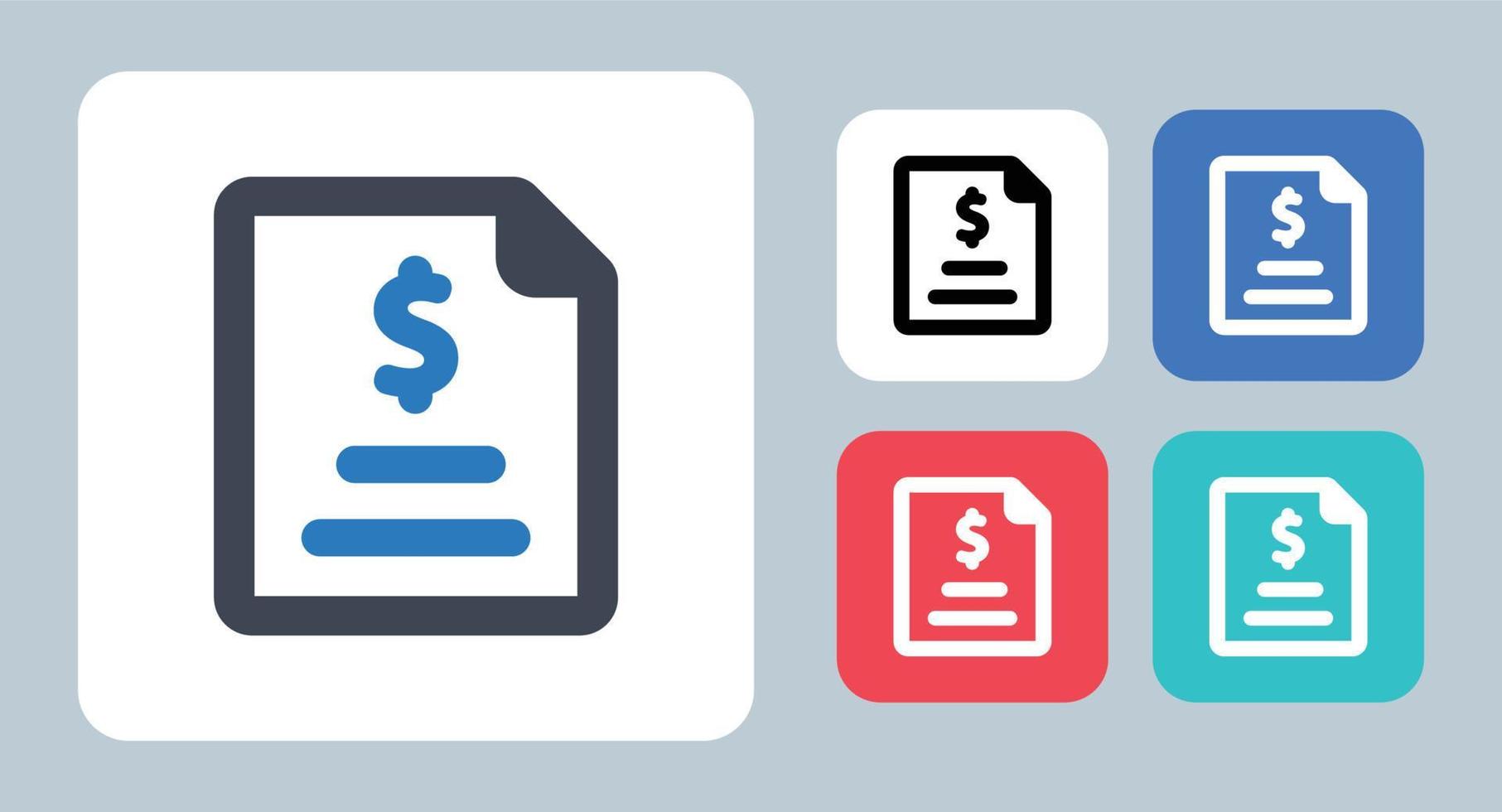 Bill-Symbol - Vektor-Illustration. rechnung, rechnung, datei, dokument, geld, zahlung, quittung, steuer, papier, linie, umriss, flach, symbole . vektor