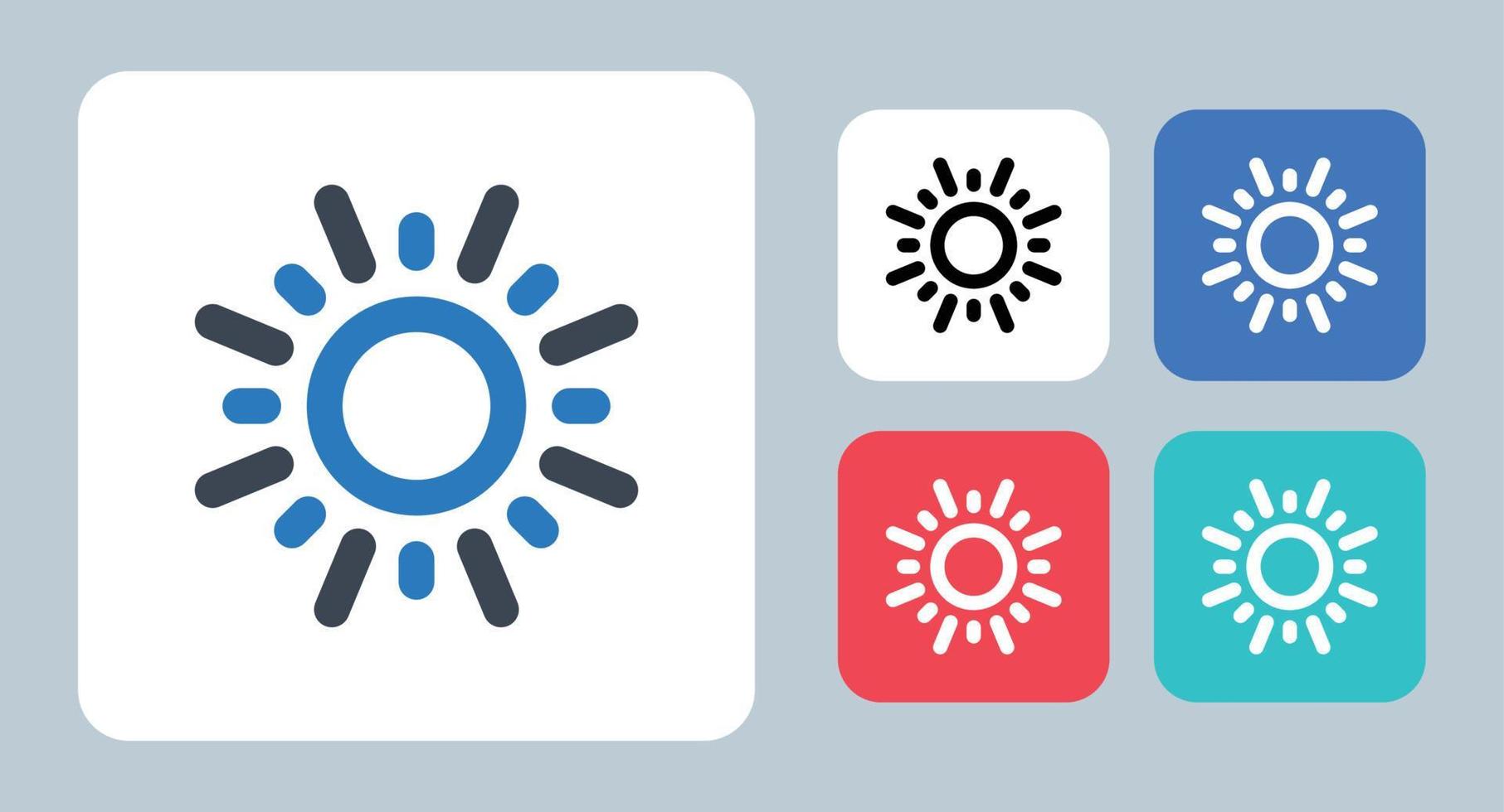 solen ikon - vektor illustration. sol, soligt, dag, väder, varmt, energi, solsken, sommar, prognos, sken, linje, kontur, platt, ikoner.