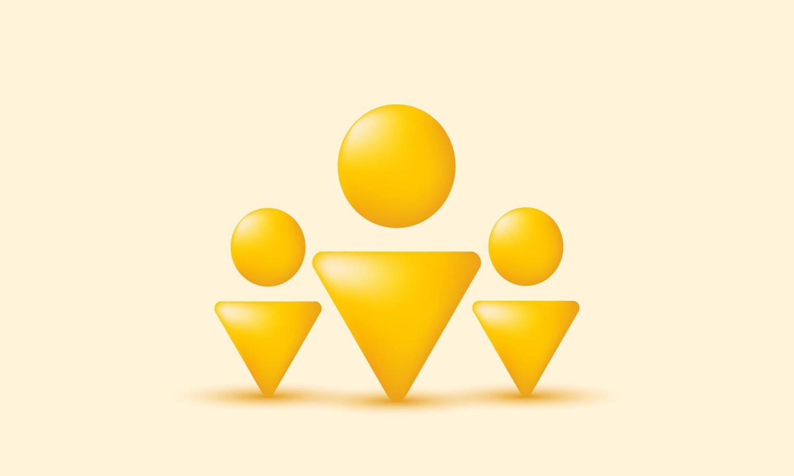 unik 3d gul ledarskap gäng människor användare social ikon design isolerad på vektor