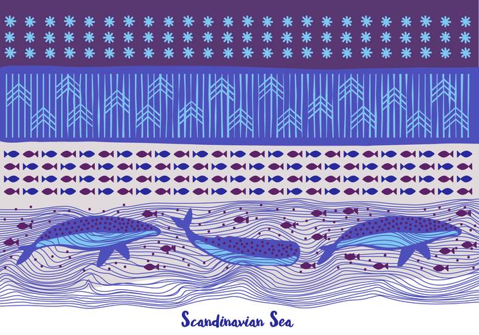 Meer Hintergrund mit Walen und Muster vektor