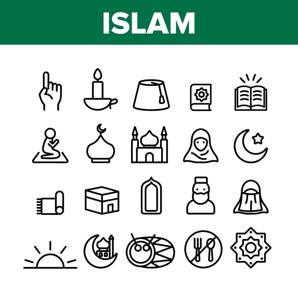 islam religion arabisk samling ikoner set vektor