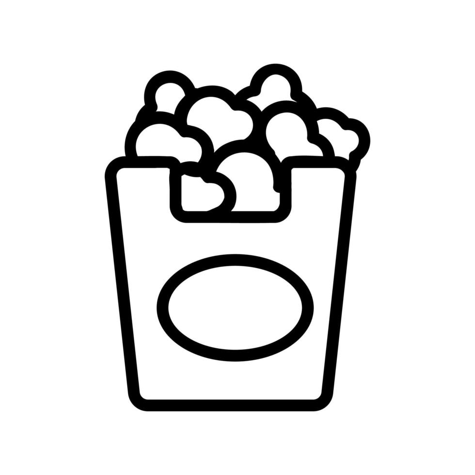 überfüllte Popcorn-Paket-Symbol-Vektor-Umriss-Illustration vektor