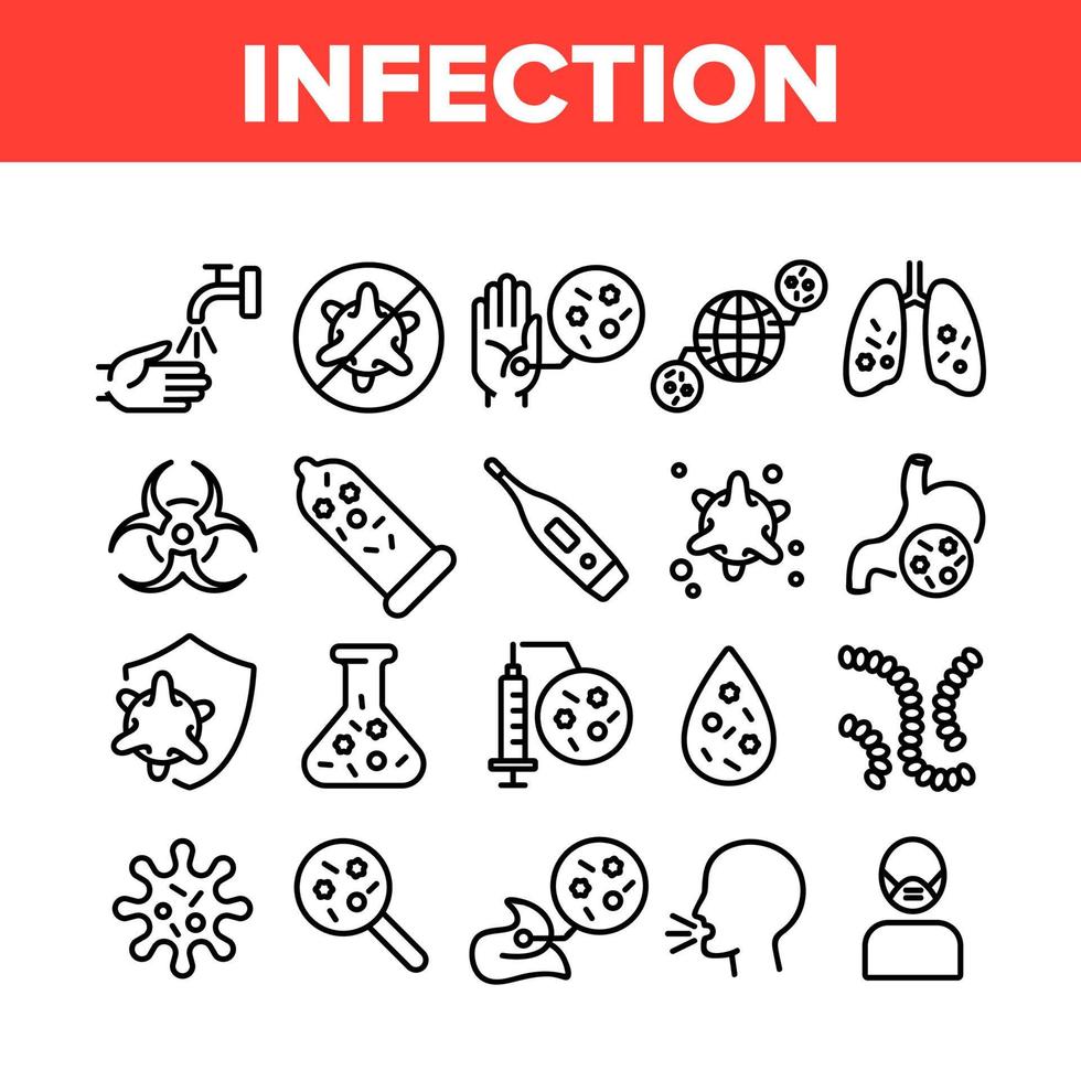 infektion och sjukdom samling ikoner som vektor