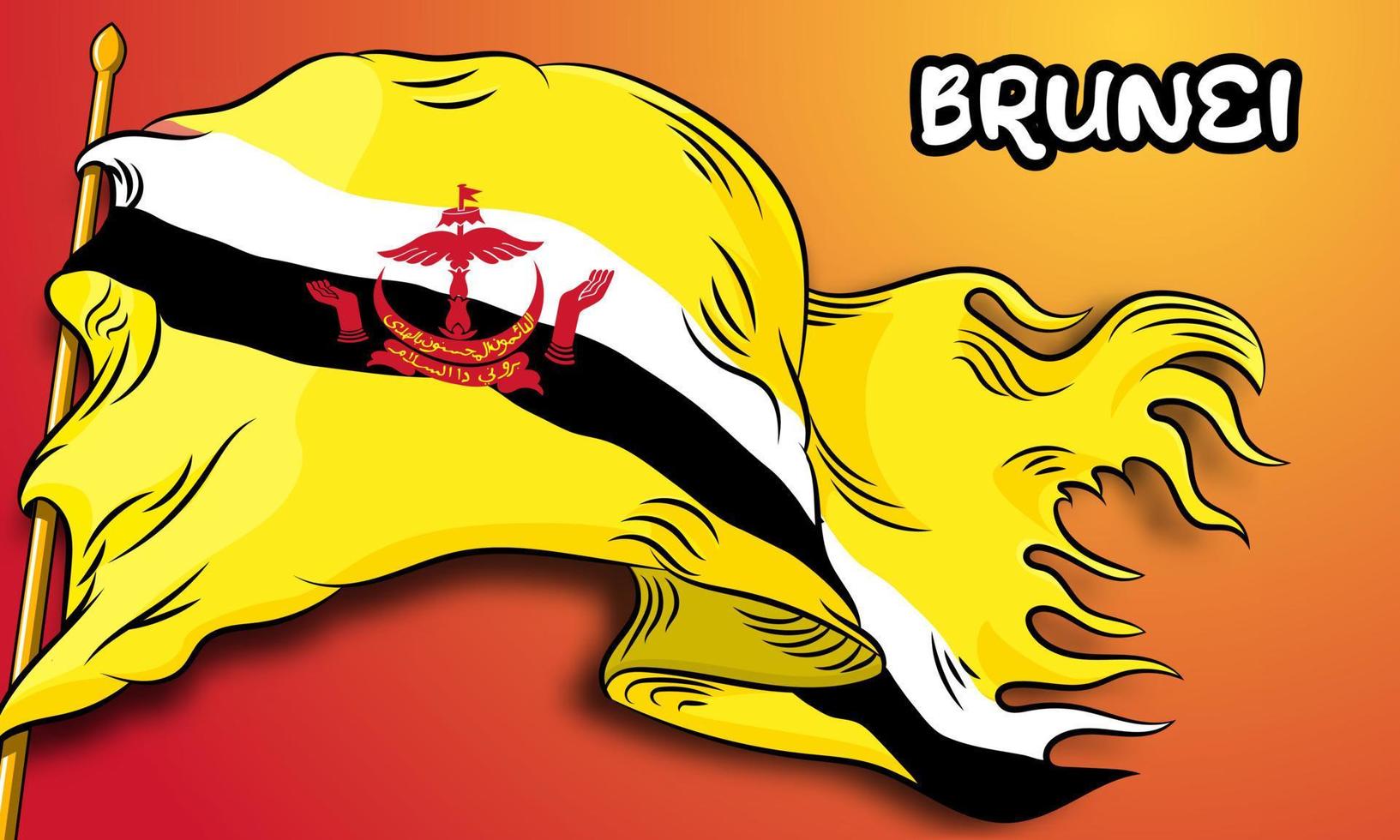 brunei darussalam vektor flagga med handritad