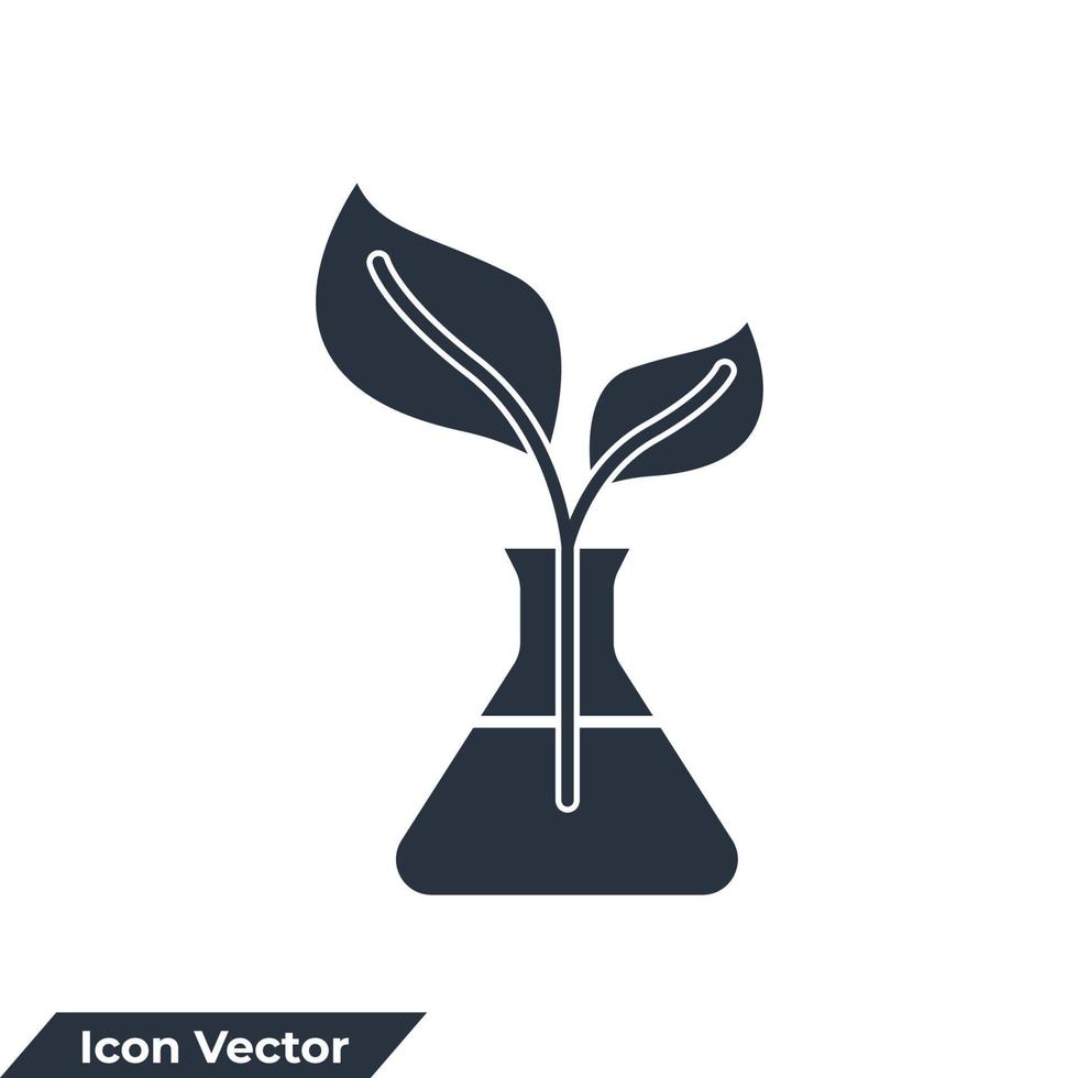 botanik ikon logotyp vektor illustration. laboratorieglas och växtsymbolmall för grafisk och webbdesignsamling