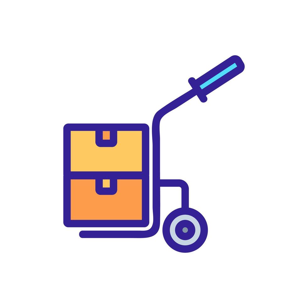 en hjulvagn med handtag och med resväskor ikon vektor kontur illustration