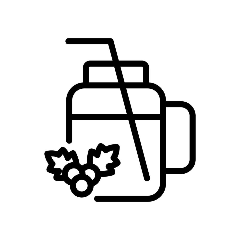 kopp mugg för hagtorn juice med halm ikon vektor kontur illustration