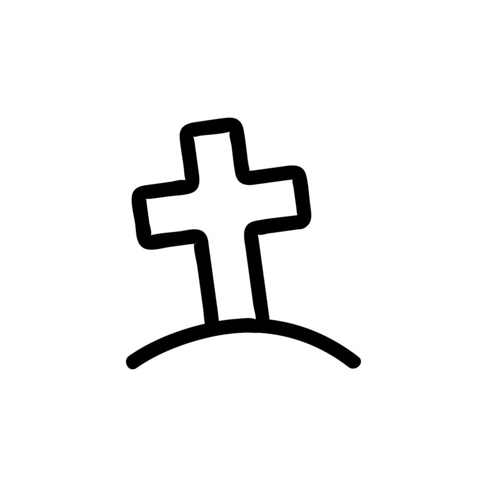 Symbolvektor für Grabkreuz. isolierte kontursymbolillustration vektor