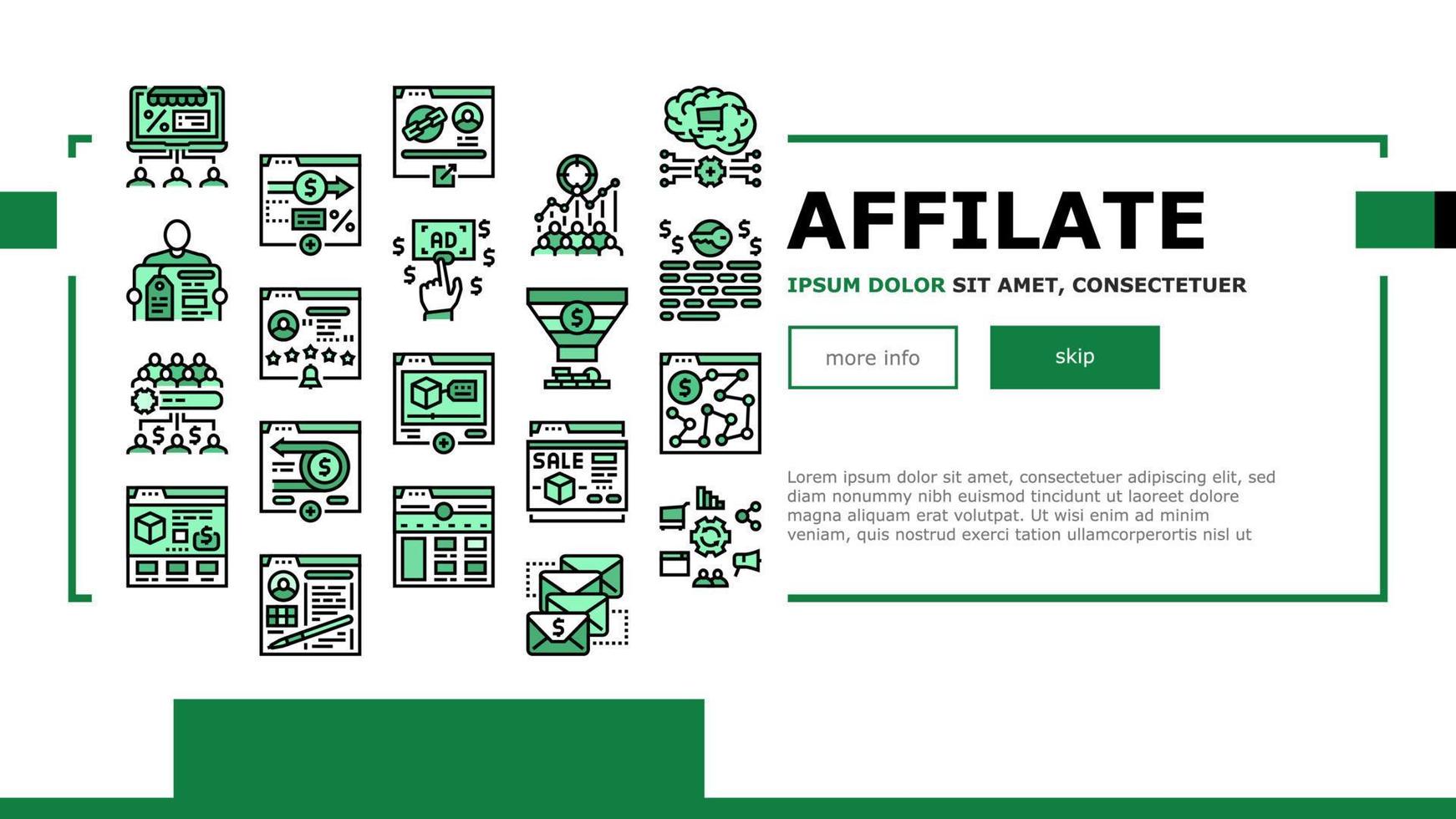 Affiliate-Marketing und Commerce-Landing-Header-Vektor vektor