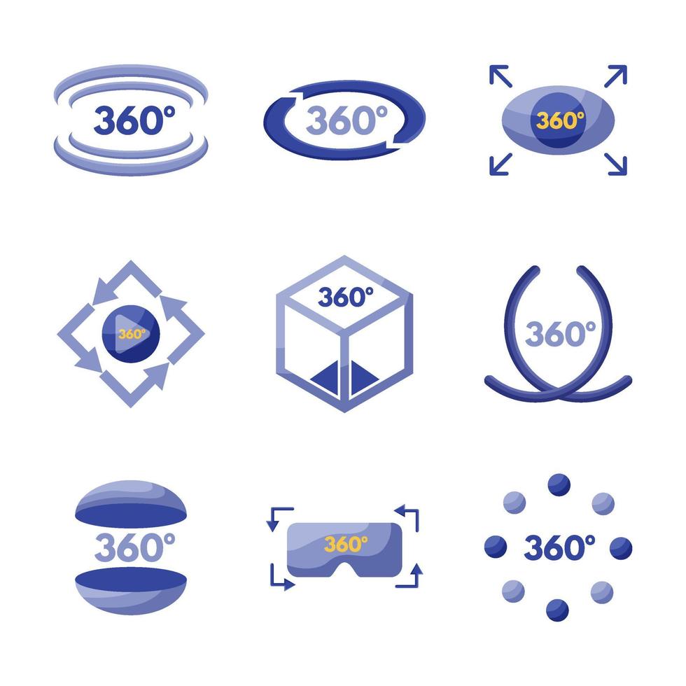 uppsättning av 360 teknik ikon vektor