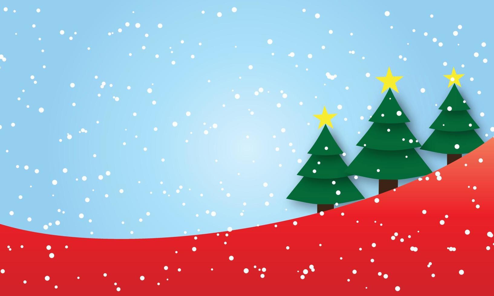 julgran, julkort, julgran och presenter, stjärnhimmel, vykort, snövektor vektor