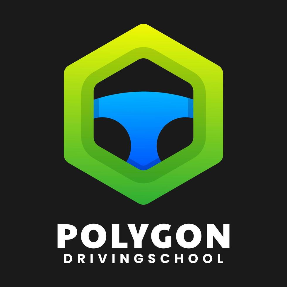 polygon och drive gradient logotypdesign vektor