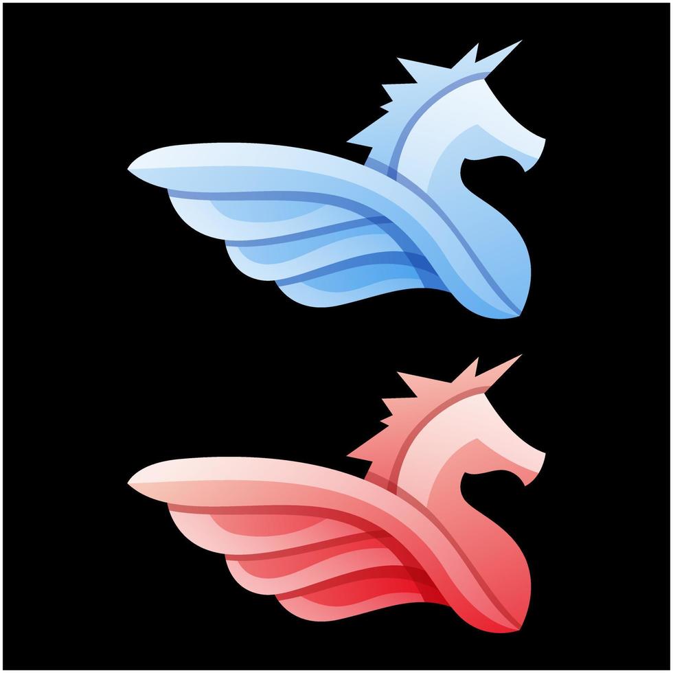 Logo fliegendes Pferd Farbverlauf bunter Stil vektor