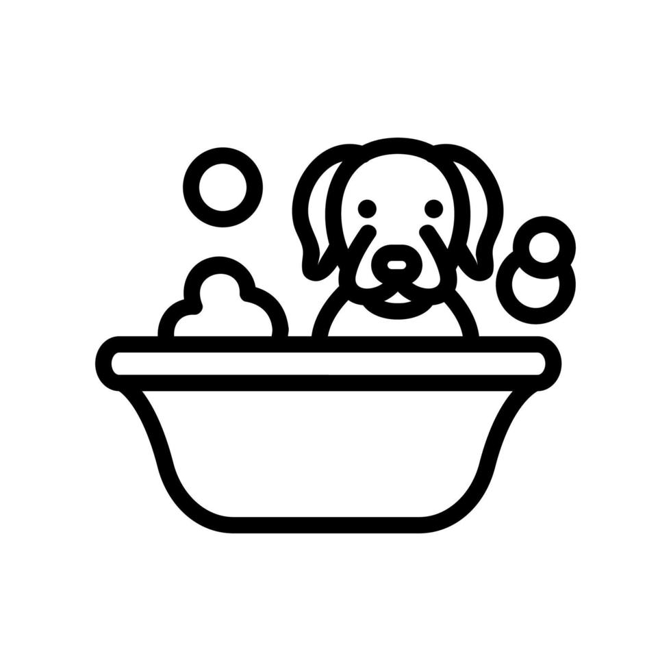 Hund waschen in der Badewanne Symbol Vektor Umriss Illustration