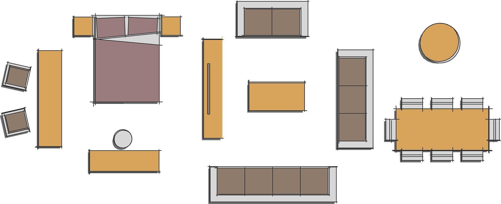 Set von Innenmöbeln für Grundrisse vektor