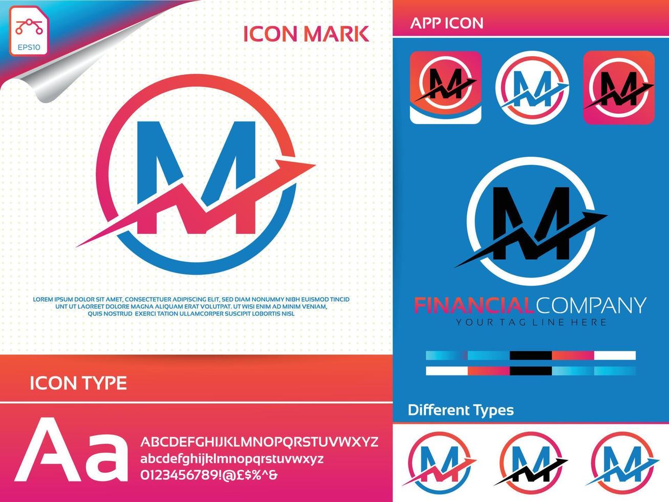 bokstaven m finansiella och redovisning vektor logotypdesign