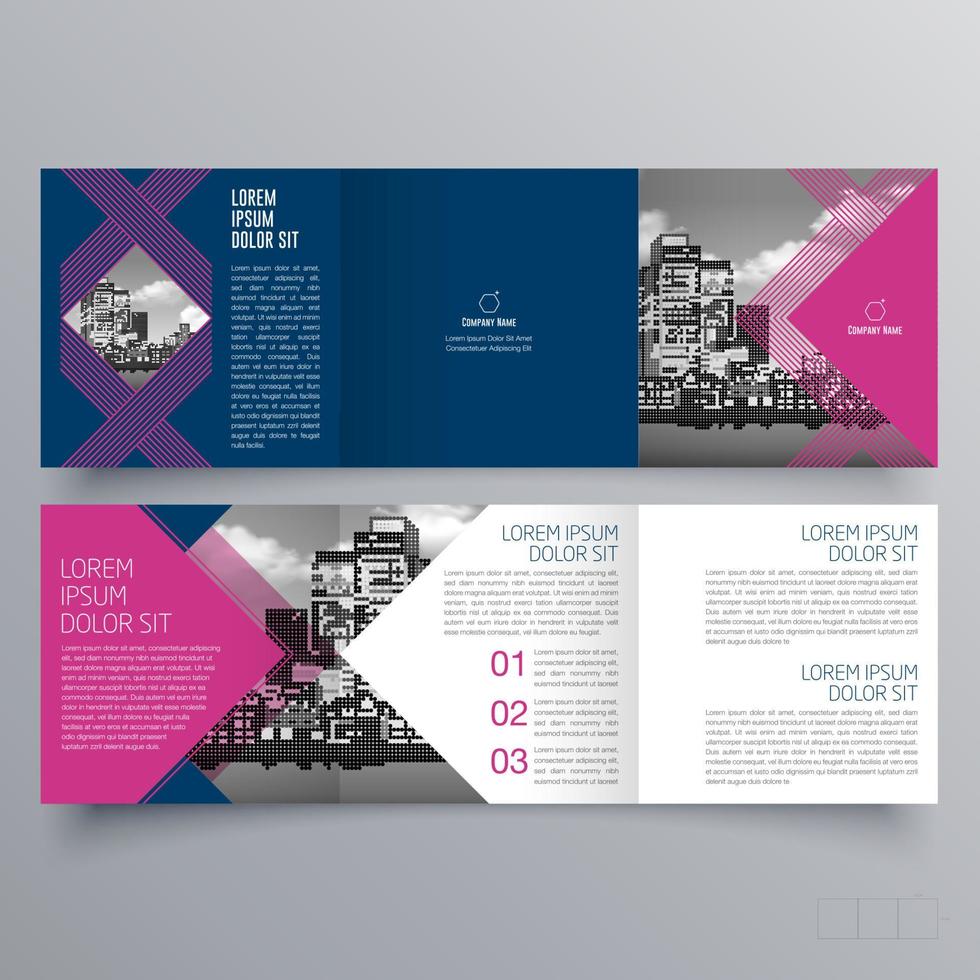 dreifach gefaltete Broschürenvorlage minimalistisches geometrisches Design für Unternehmen und Unternehmen. kreative Konzeptbroschüren-Vektorvorlage. vektor
