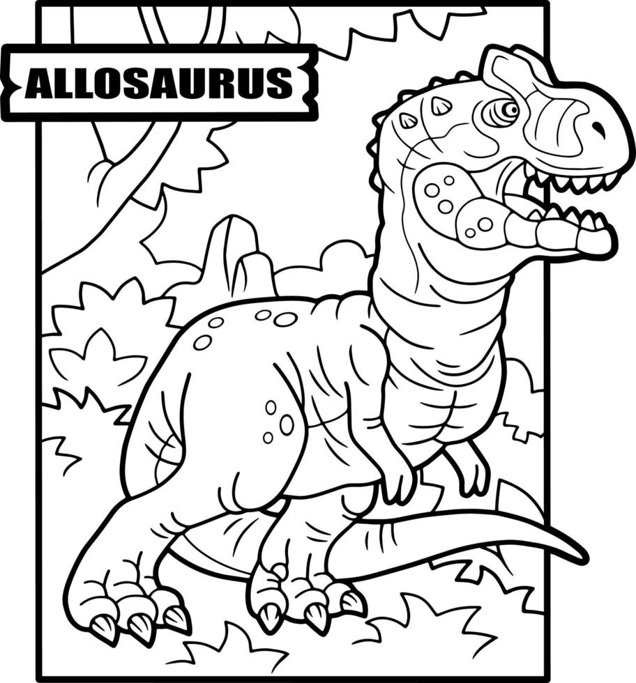 prähistorischer dinosaurier, malbuch, umrissillustration vektor