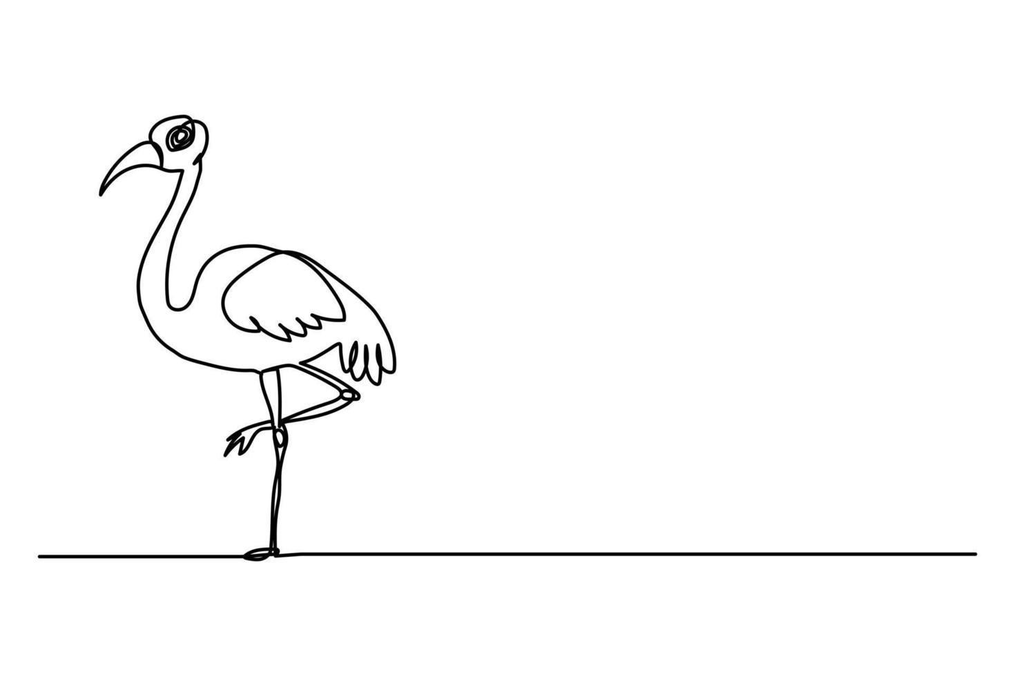 enda kontinuerlig linje handritad flamingofågel vektor
