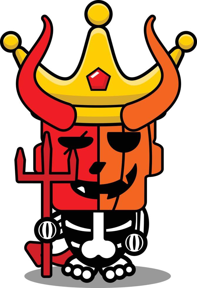 vektor tecknad söt maskot skalle pumpa röd djävulen kung karaktär