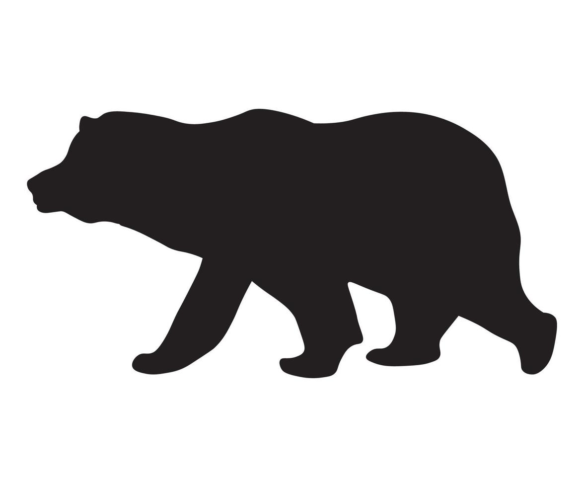 svart siluett, skuggan av en brunbjörn vektor