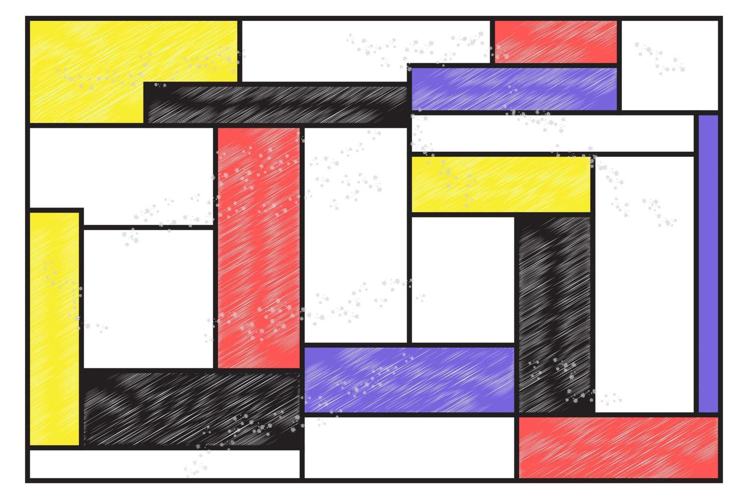 Geometrische Form des abstrakten Vektorhintergrundes mit Neoplastizismus-Stil für Wandkunst, Tapeten- und Designförderung, Banner, Broschüren und Werbung vektor