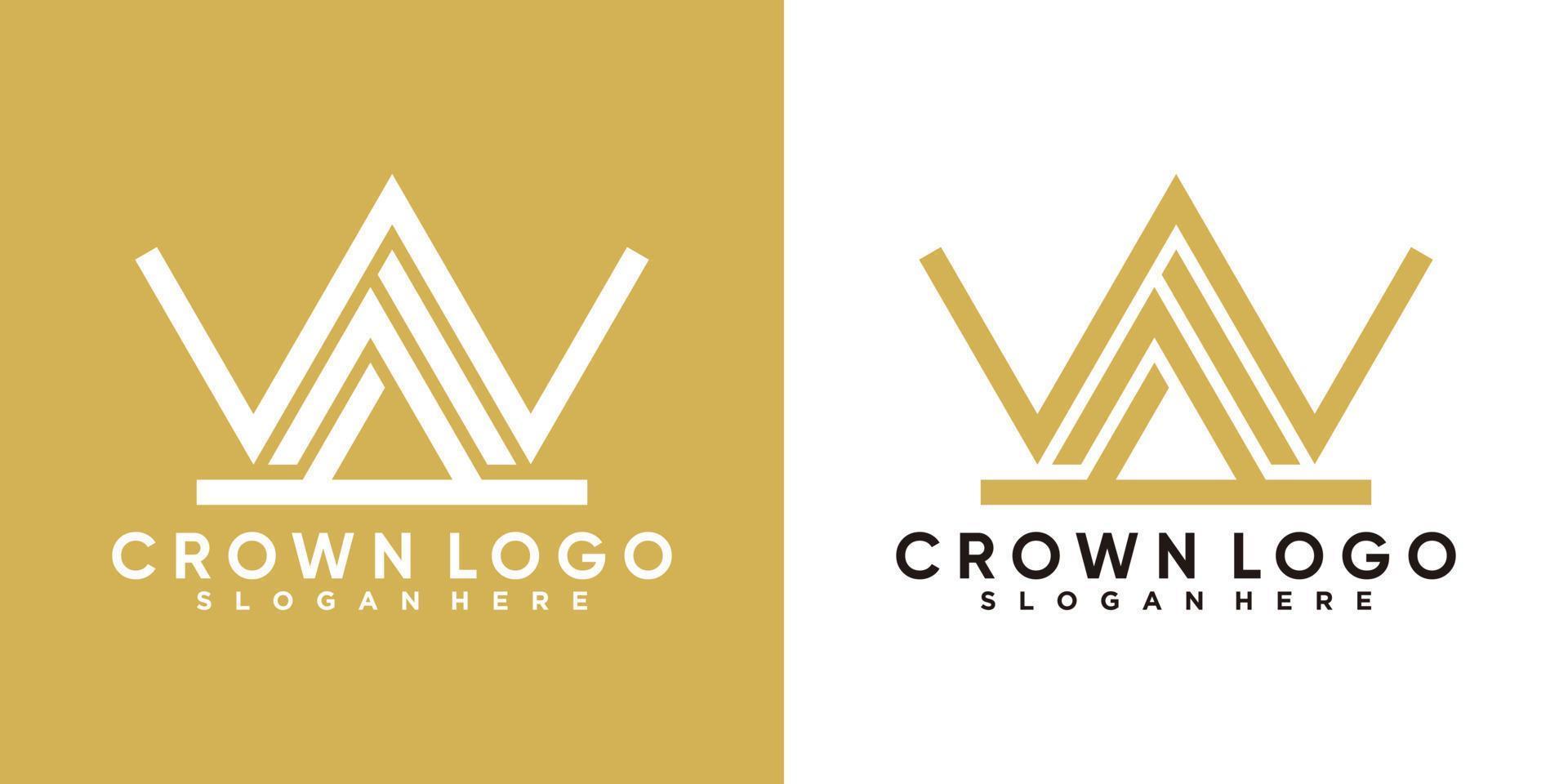 Krone-Logo-Design-Vorlage mit kreativem Konzept vektor